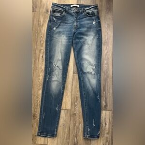 KanCan Distressed Style:Modele Blue Women's Skinny Jeans / 28